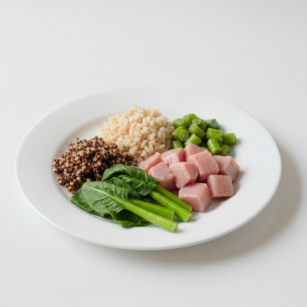 Portioned meal demonstrating energy balance principles