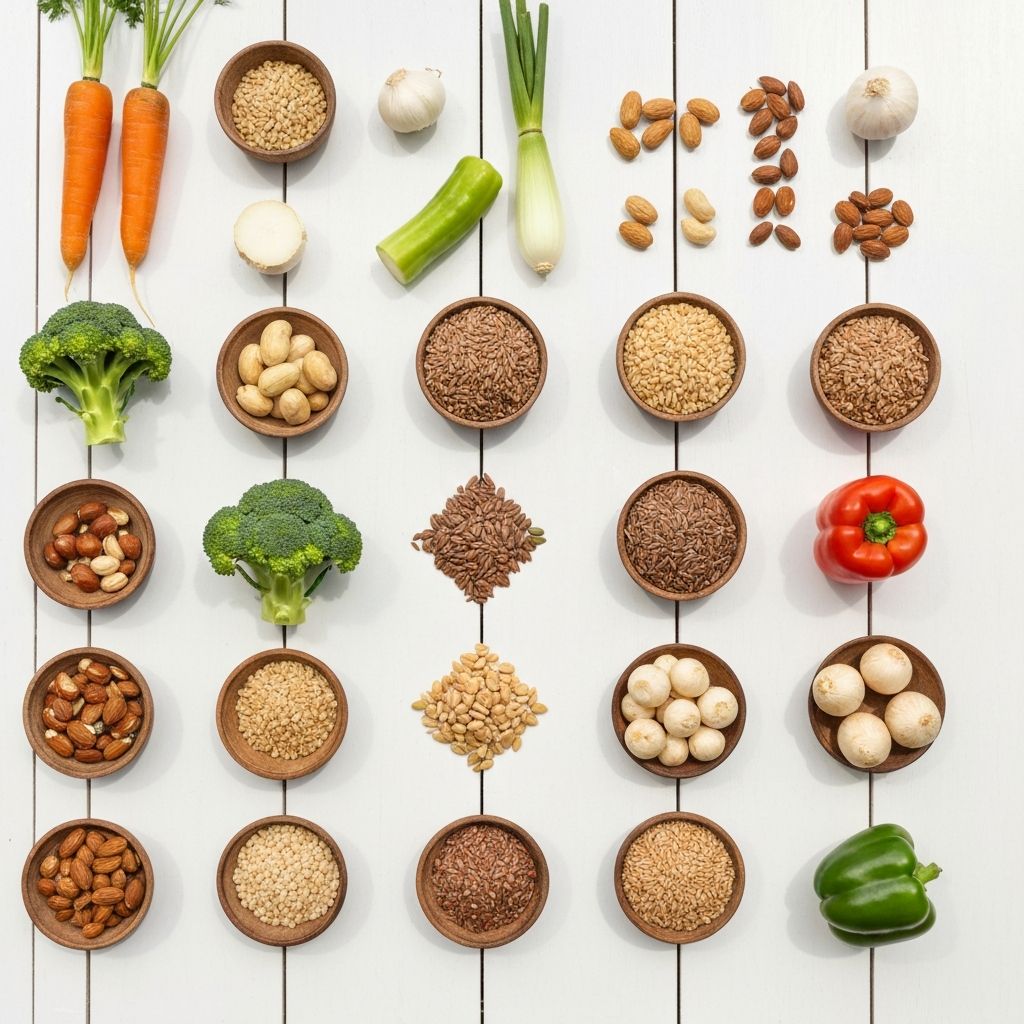 Organized whole foods in logical grid arrangement