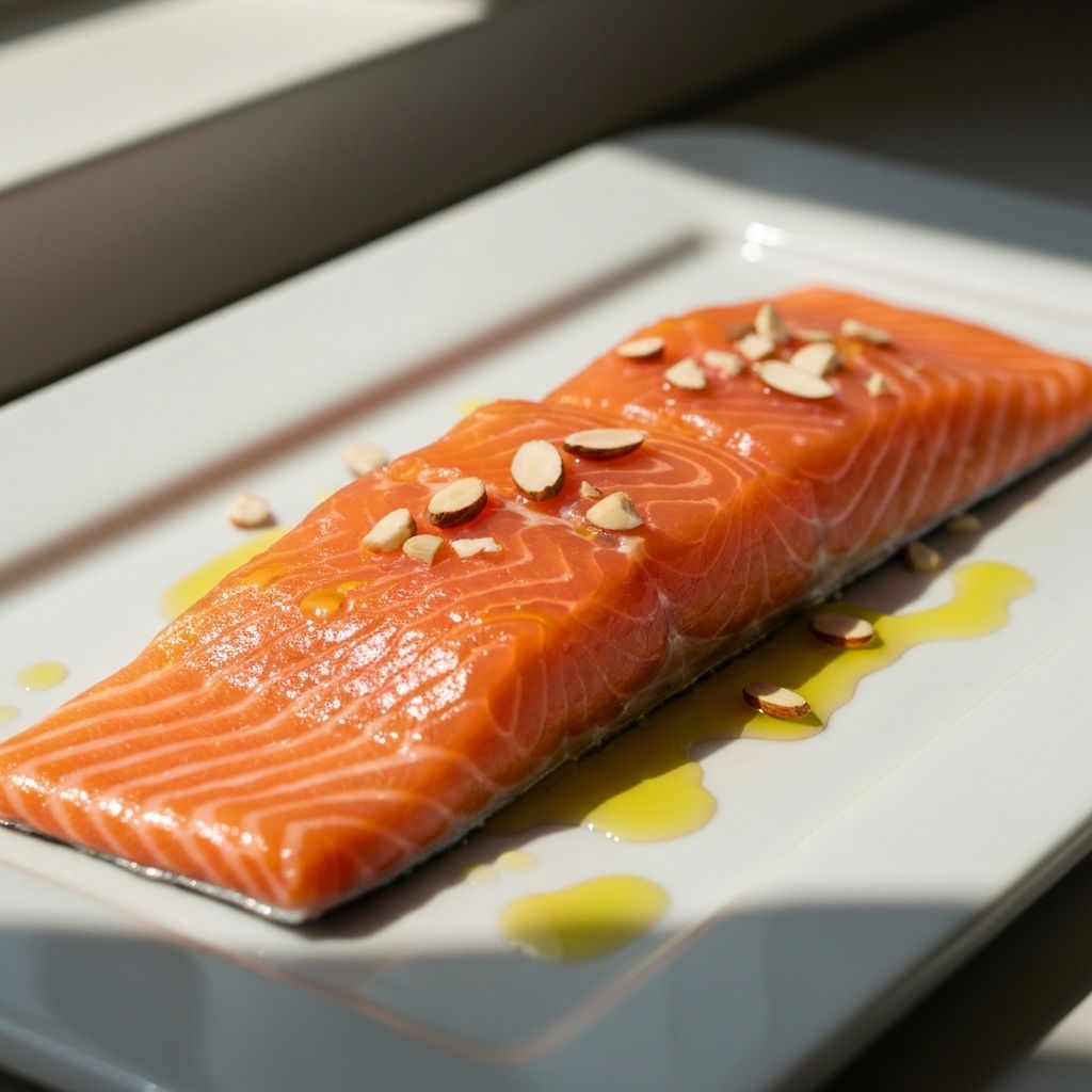 Protein and fat sources including salmon and nuts